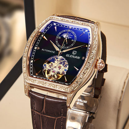 Orologio automatico traforato pelle luminescente