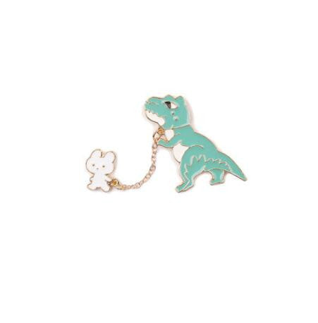 Spilla coniglio e dinosauro