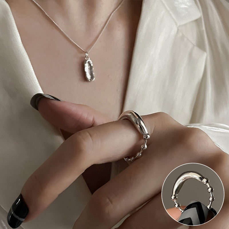 Anello aperto geometrico argento