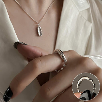 Anello aperto geometrico argento
