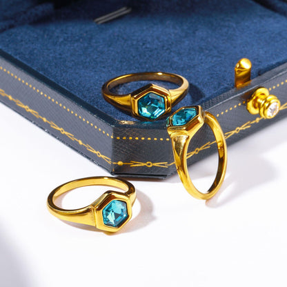 Anello cristallo esagonale
