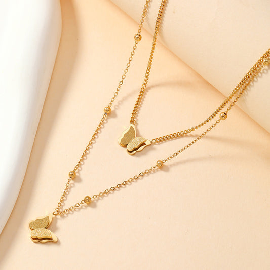 Collana farfalla doppio strato satinata