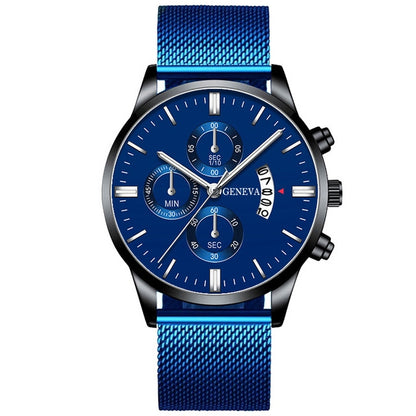 Orologio calendario quarzo mesh