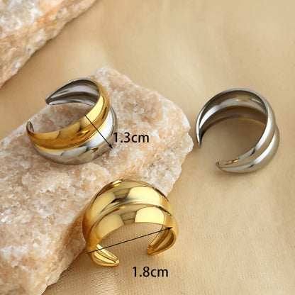 Anello acciaio geometrico cavo