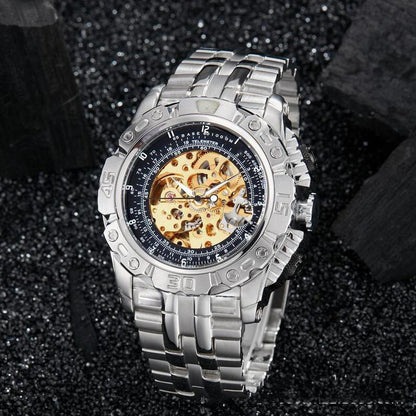 Orologio meccanico traforato acciaio