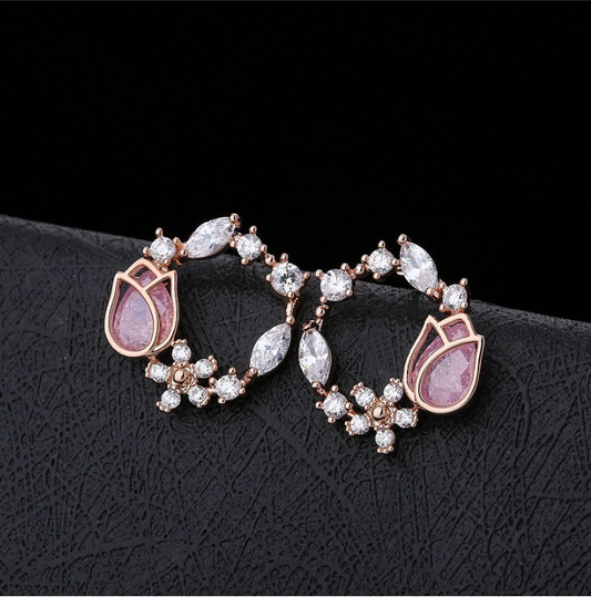 Orecchini zirconi rosa