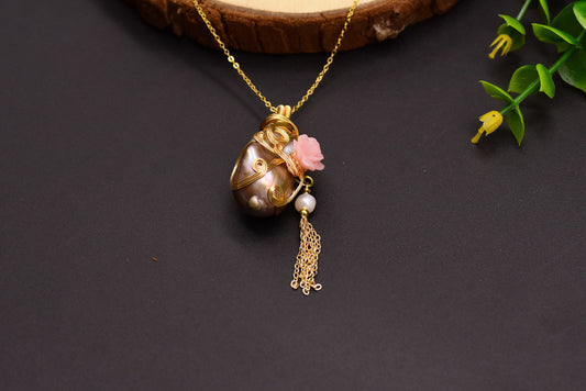 Collana perla barocca fiore argento