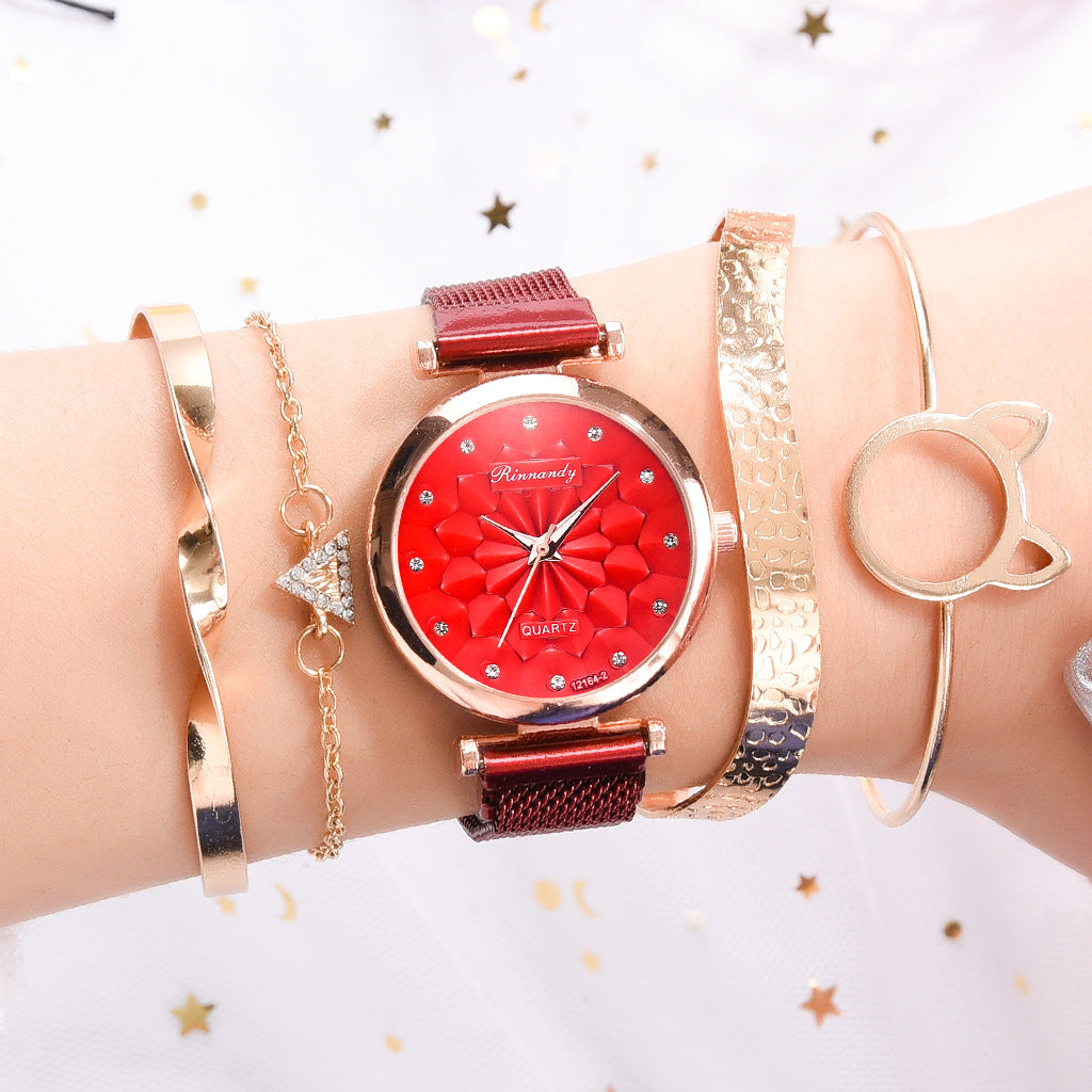 Orologio cinturino mesh fiore