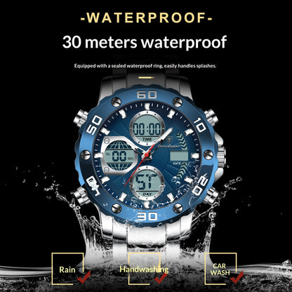 Orologio digitale multifunzione da uomo luminoso