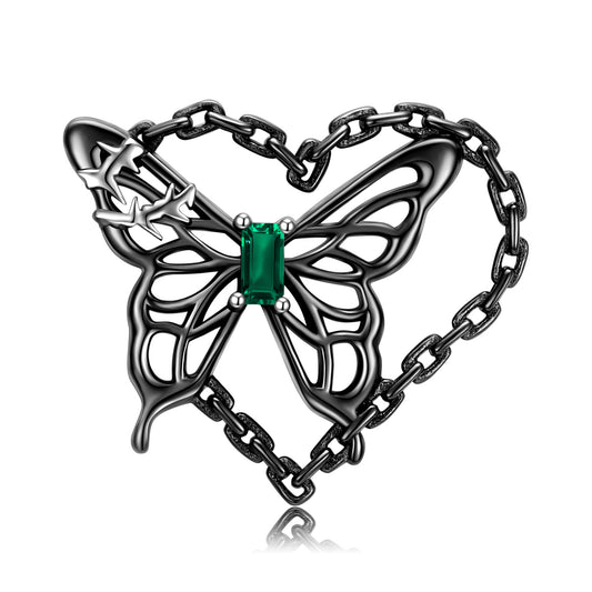 Collana farfalla cuore argento