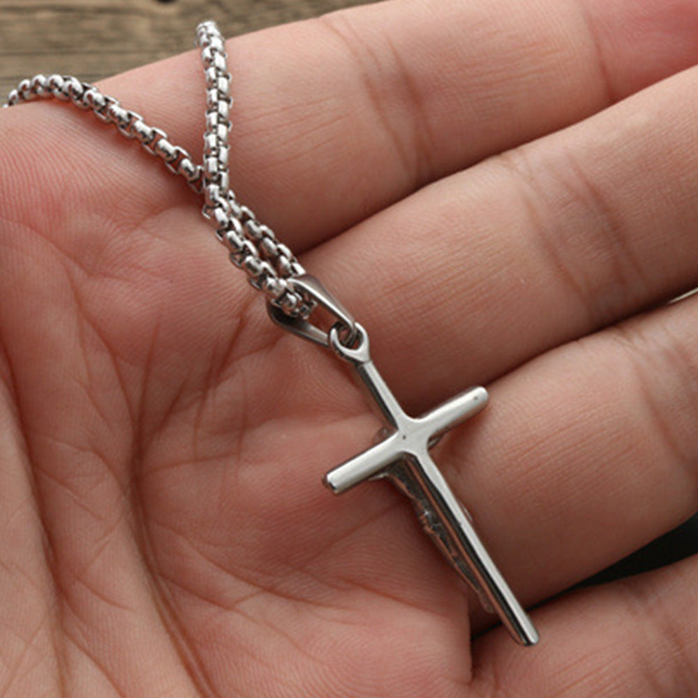 Collana croce acciaio punk
