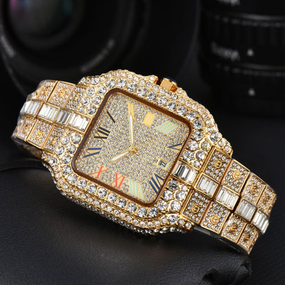 Orologio quadrato con cristalli da uomo