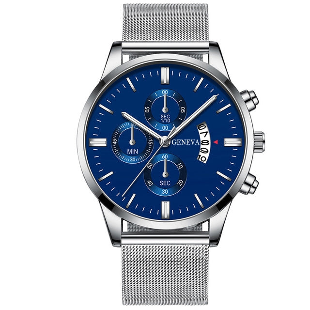 Orologio calendario quarzo mesh