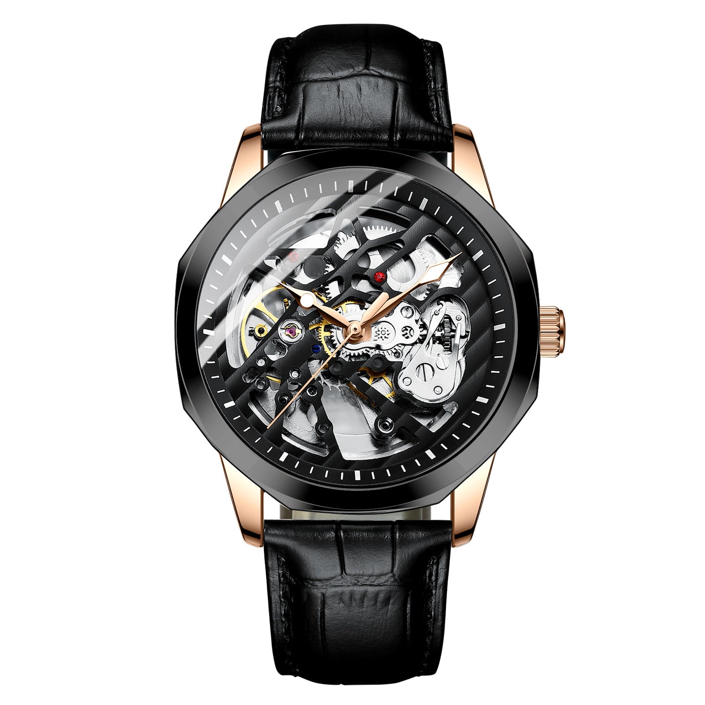 Orologio meccanico automatico uomo con quadrante scheletrato