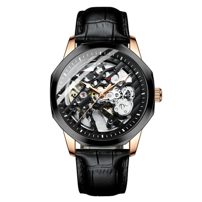 Orologio meccanico automatico uomo con quadrante scheletrato