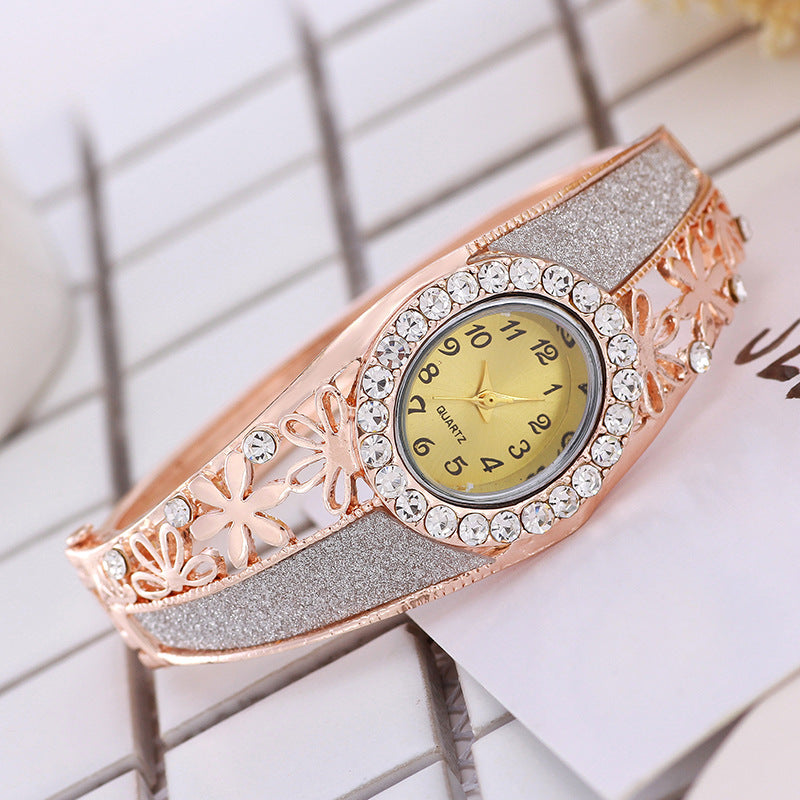 Orologio donna bracciale fiori oro rosa