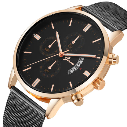 Orologio calendario mesh acciaio