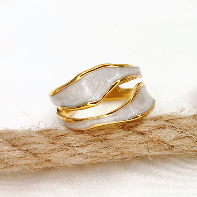 Anello smaltato placcato oro da donna