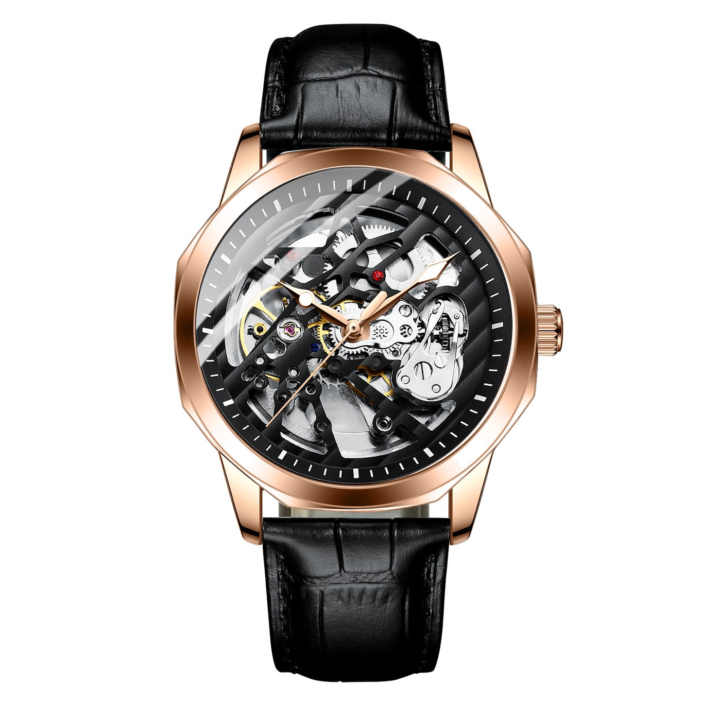 Orologio meccanico automatico uomo con quadrante scheletrato