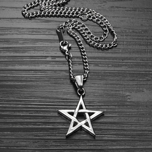 Collana stella a cinque punte acciaio titanio