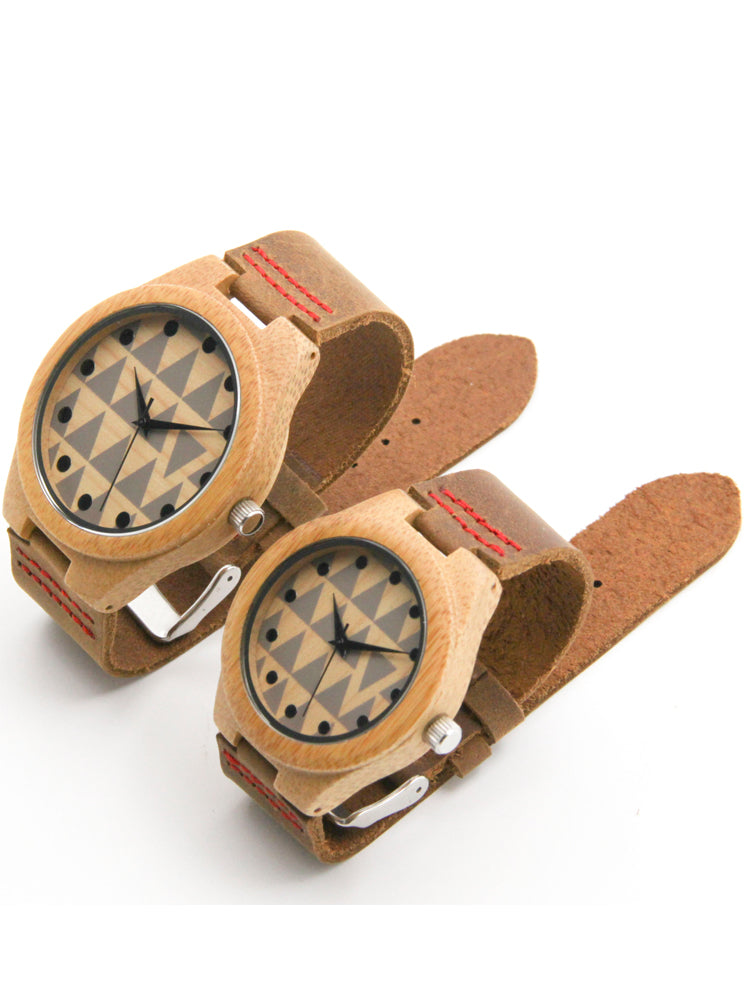 Orologio pelle cinturino bambù