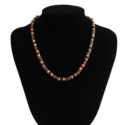 Collana perline legno bohemien