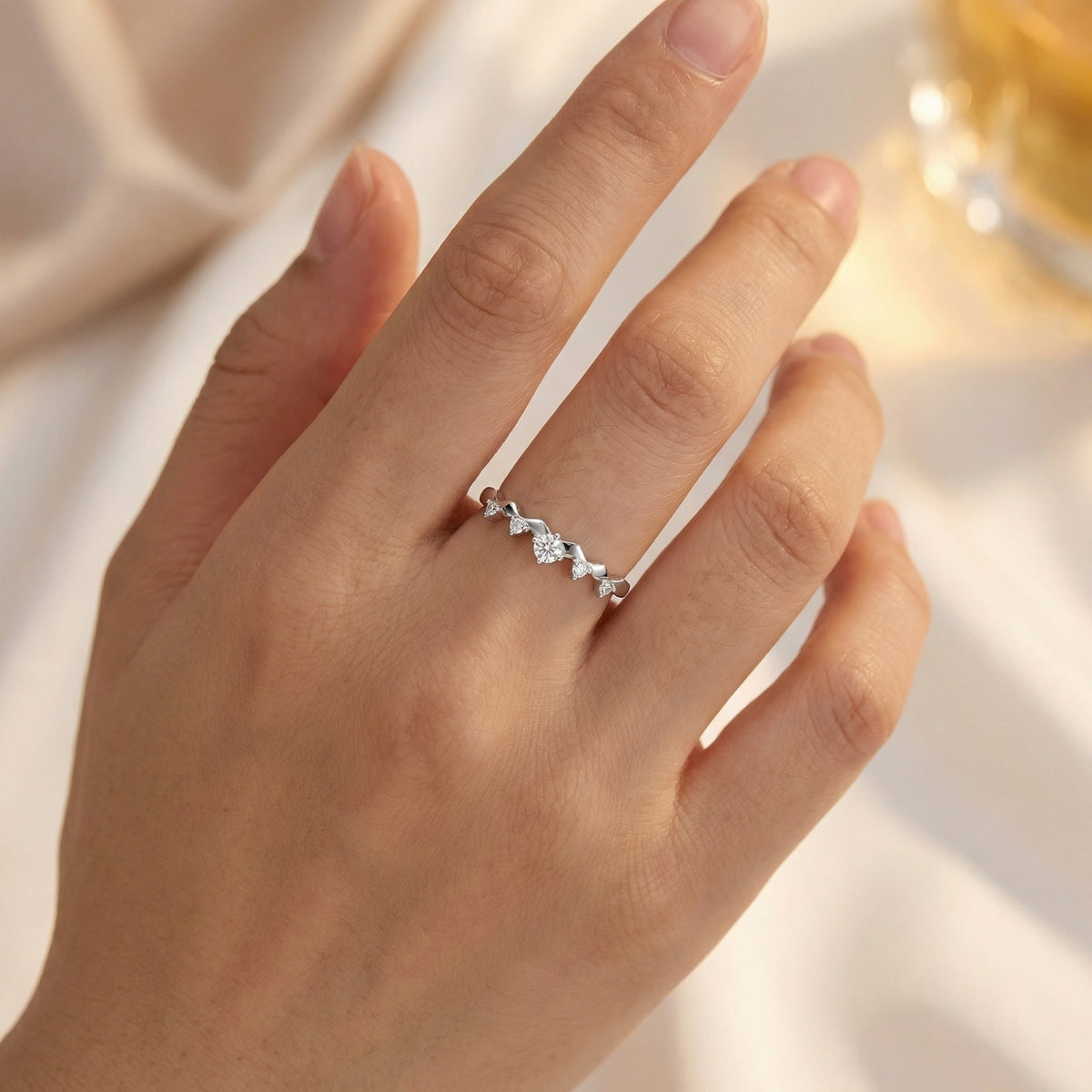 Anello onda argento regolabile