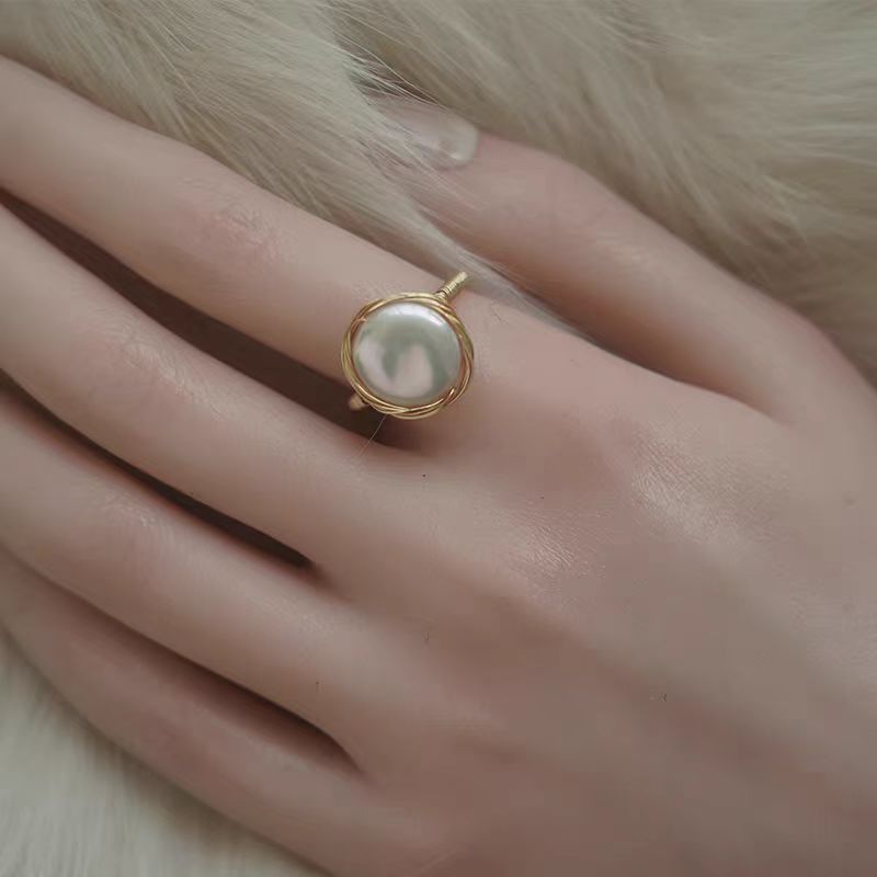 Anello perla d'acqua dolce fatto a mano