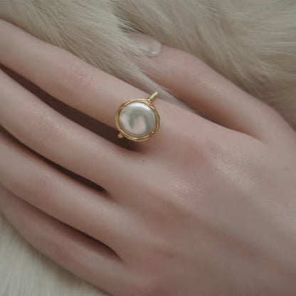 Anello perla d'acqua dolce fatto a mano