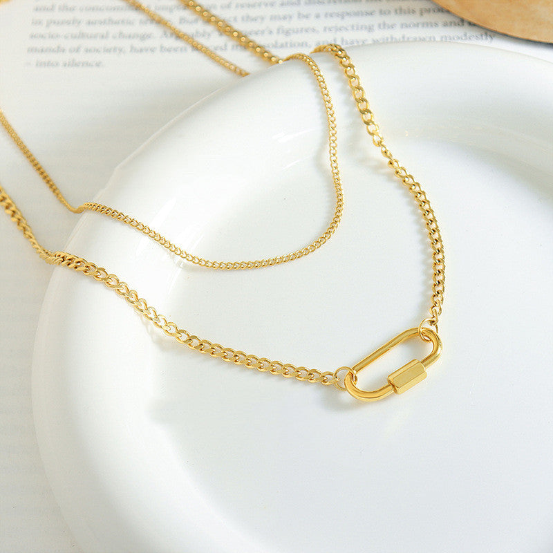 Collana fibbia ovale titanio