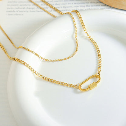 Collana fibbia ovale titanio