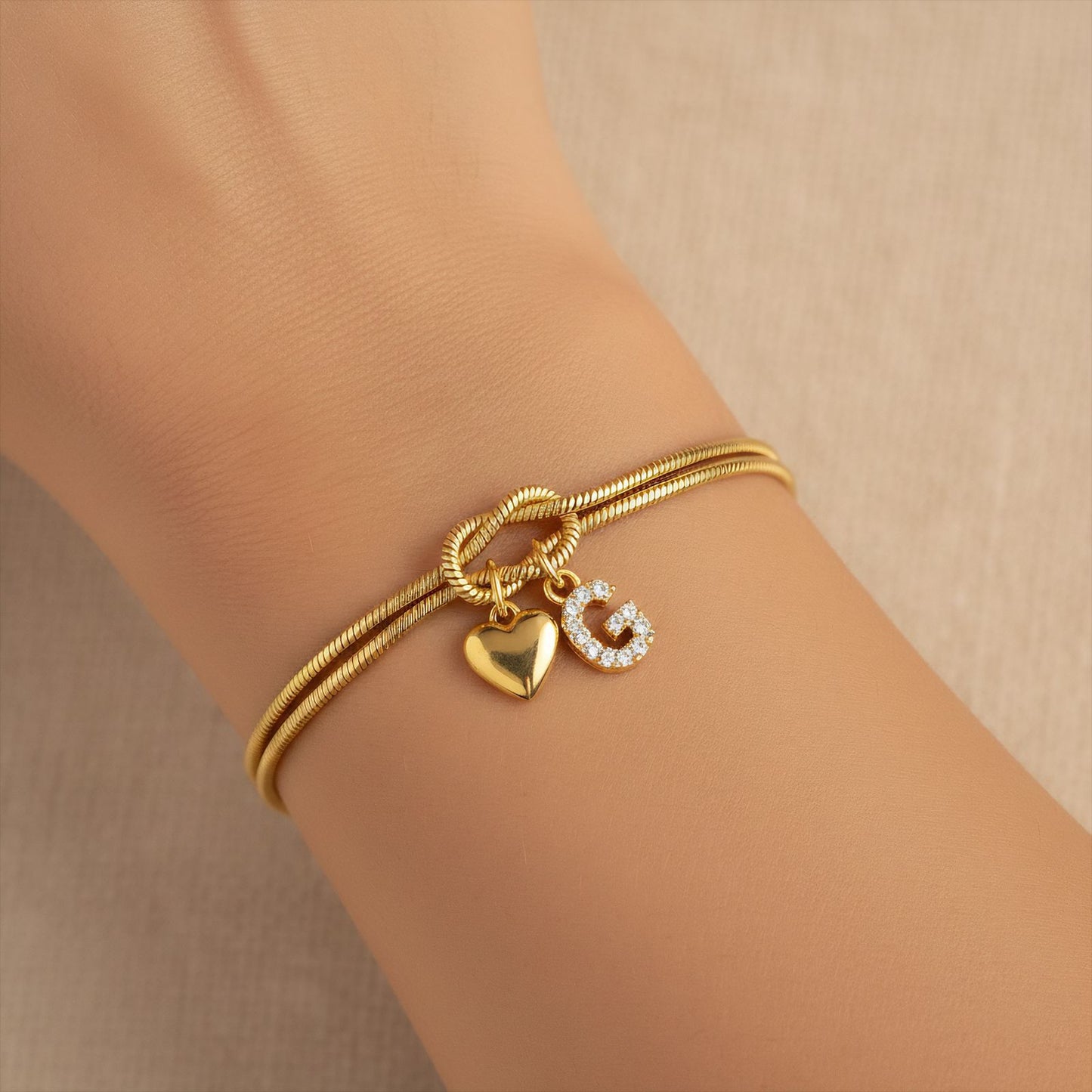 Bracciale Pendente Cuore con Lettere