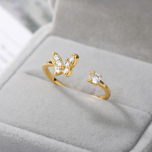 Anello farfalla zircone regolabile