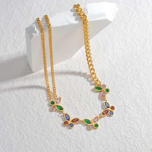 Collana farfalla multicolore in acciaio inox