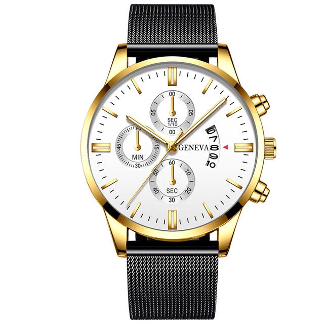 Orologio calendario quarzo mesh