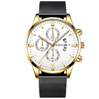 Orologio calendario quarzo mesh