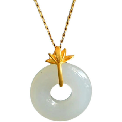 Collana pendente fiore di loto dorato