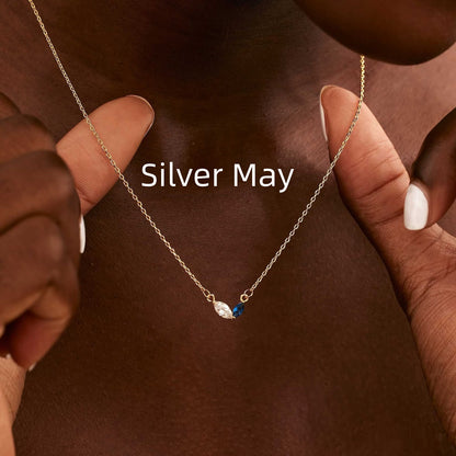 Collana cuore zircone acciaio titanio con pietra natale