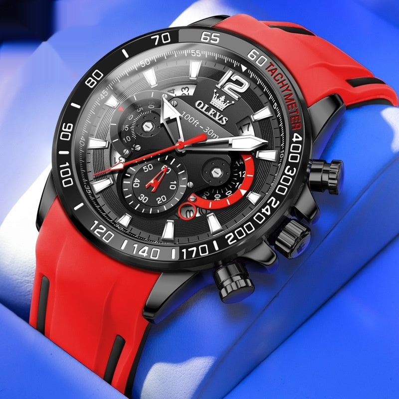 Orologio silicone al quarzo luminoso multifunzione da uomo