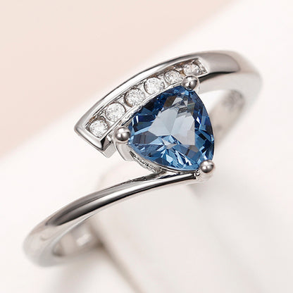 Anello zircone blu nero