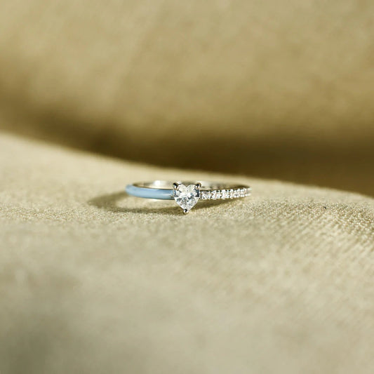 Anello cuore zircone smalto