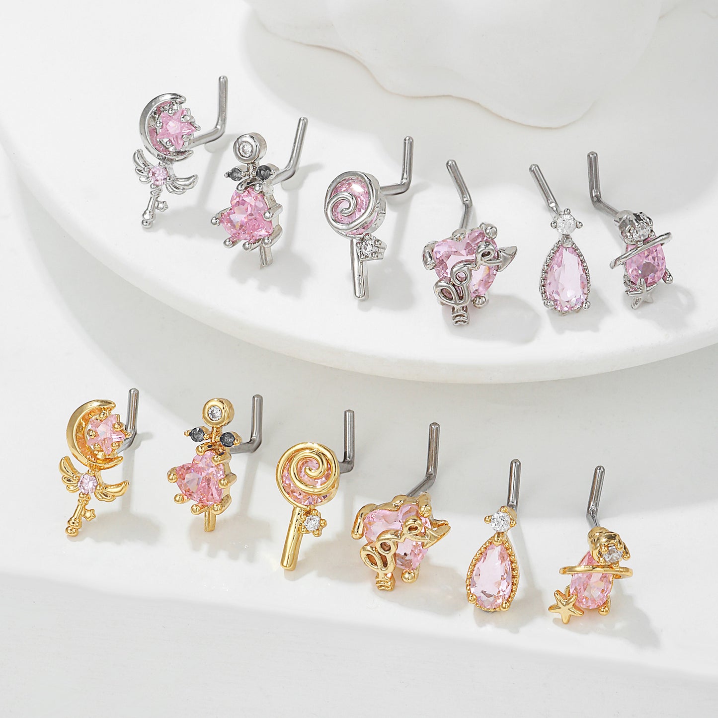 Piercing naso geometrico zircone