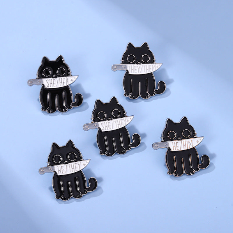 Spilla gatto nero cartone