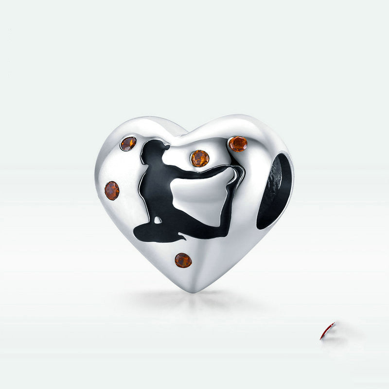 Braccialetto cuore argento con perline