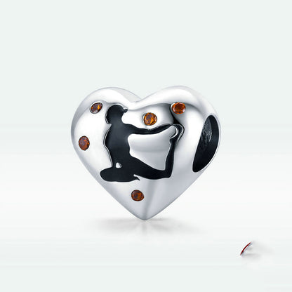 Braccialetto cuore argento con perline