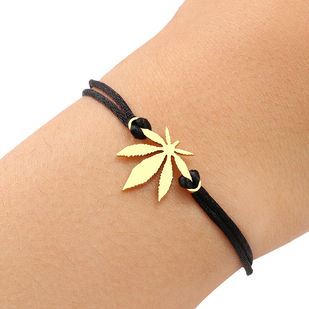 Bracciale corda nera acero