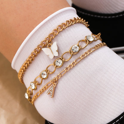 Cavigliera con lettere strass
