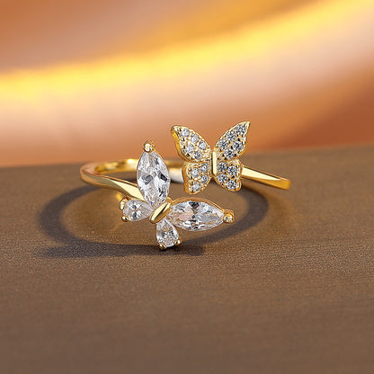 Anello farfalla argento aperto