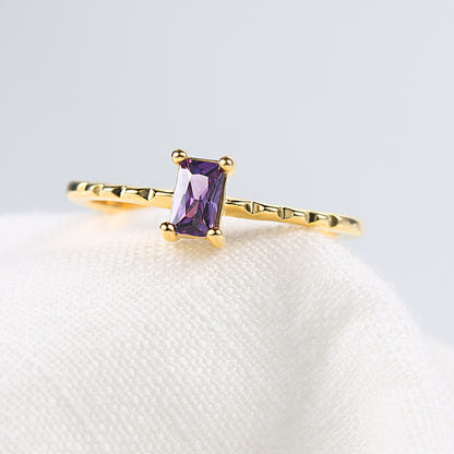 Anello zircone viola sottile
