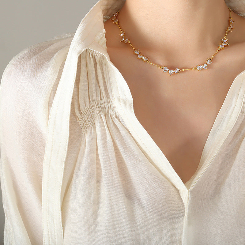 Collana Cuore Zircone Placcato Oro